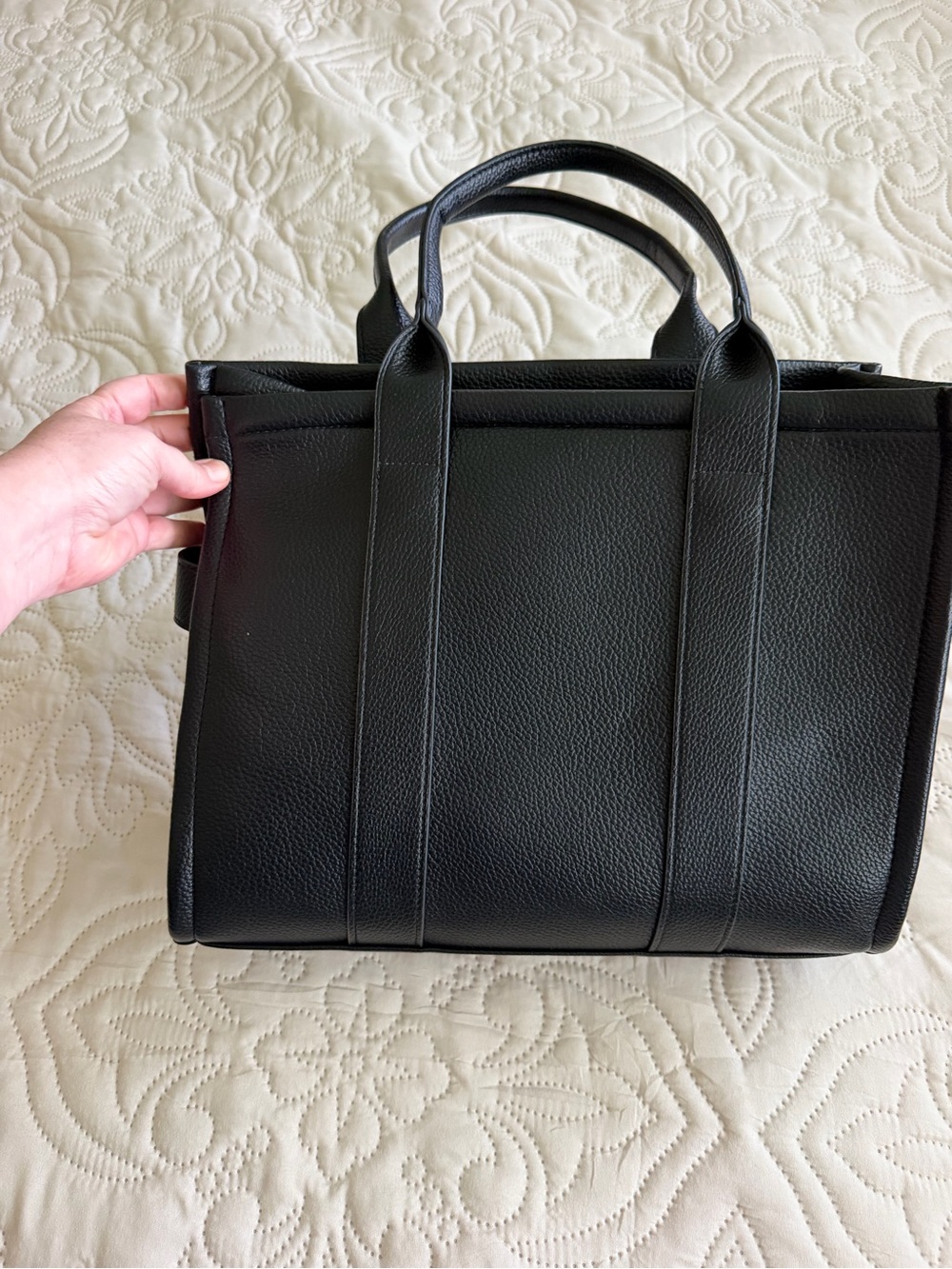 Classic Black Tote Bag with Bold Lettering NWT - Picture 4 of 13